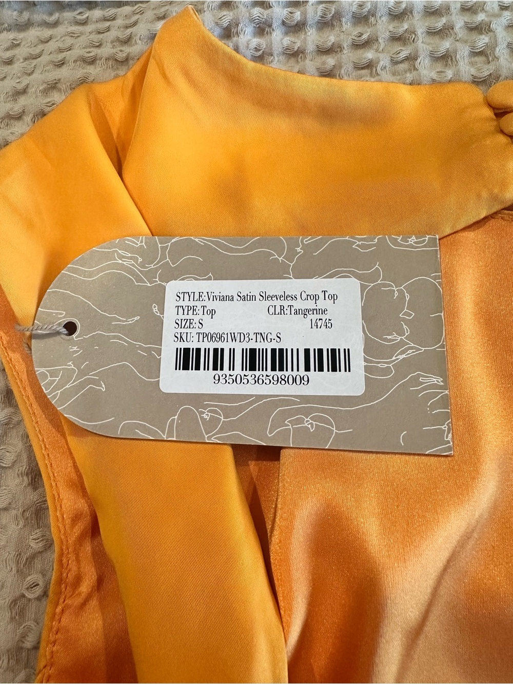 MESHKI Viviana Satin Sleeveless Crop Top – Tangerine | Size X-Small | NWT - Picture 4 of 5